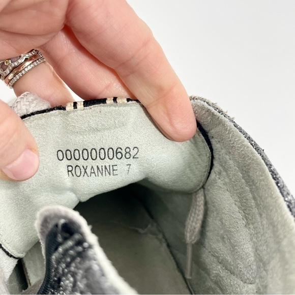 Shu Shop Roxanne Black Silver shiny Mid High Top Sneaker Tennis Shoe Women's 7 - Picture 10 of 10